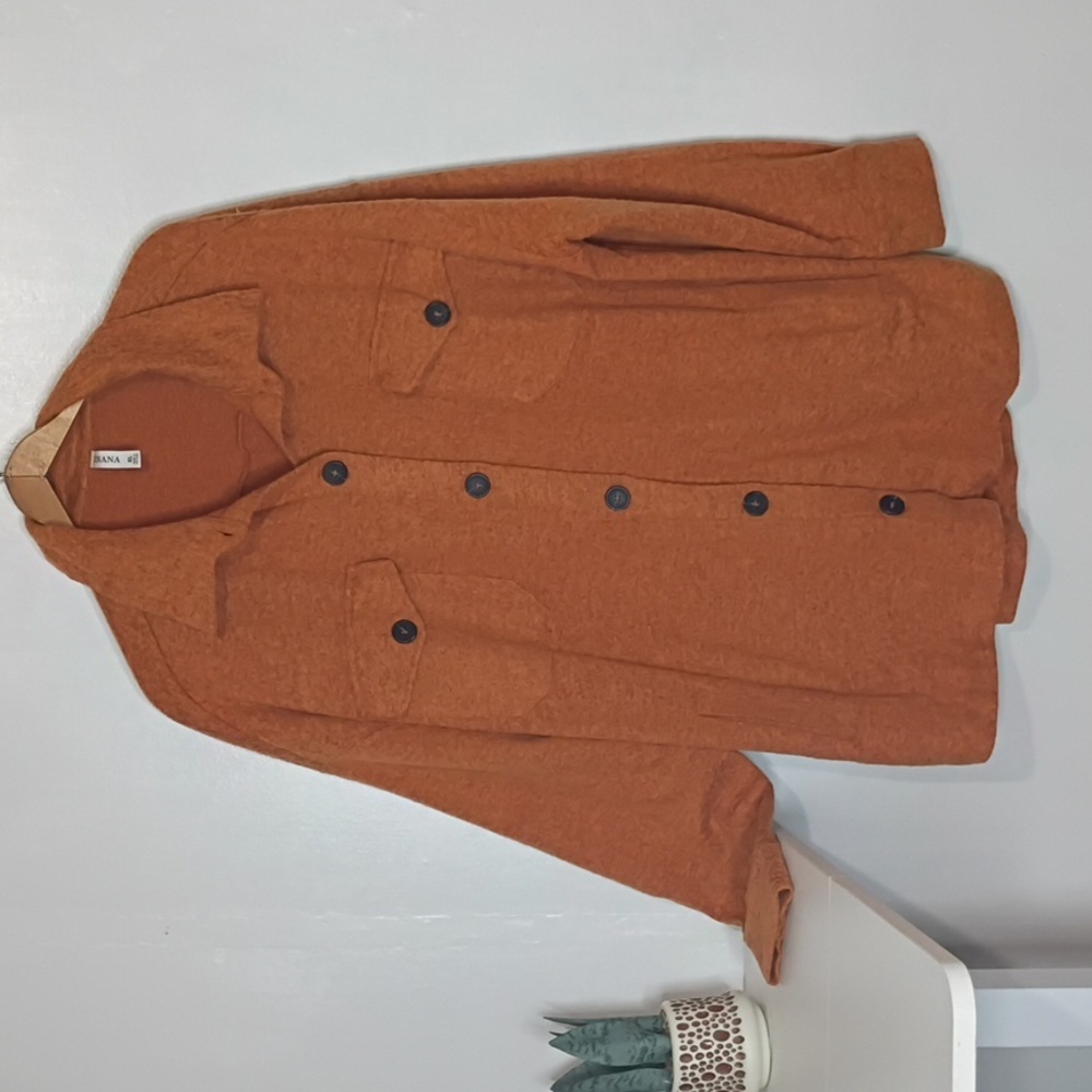 Zenena Women’s XL Jacket Cost  Rustic Orange Jacket Button-Up  Pockets